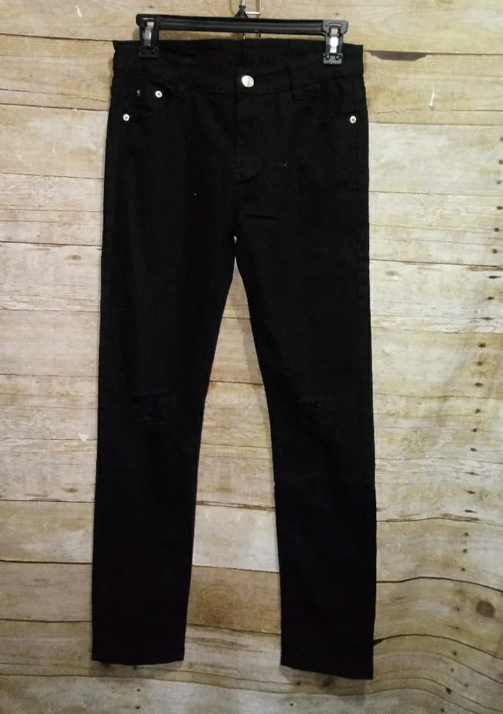 The Fashion black causal distressed pants - Picture 1 of 7
